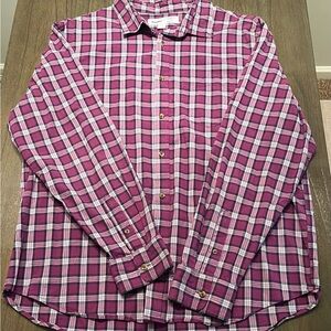Old Navy Men's Casual Plaid Shirt - Purple and White